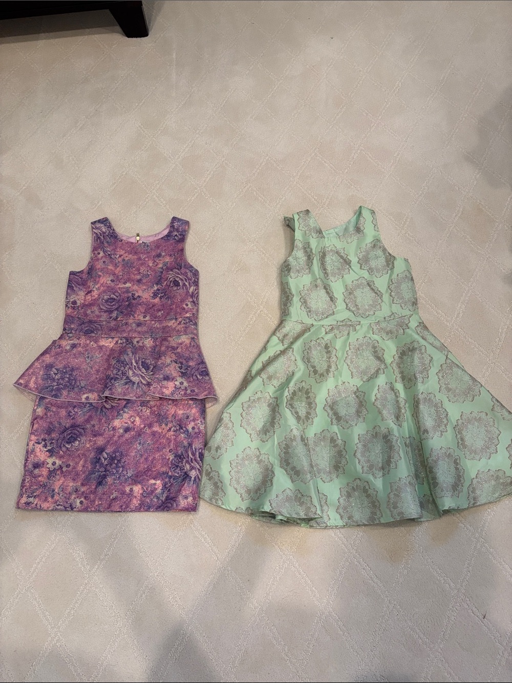 2 dress by Ruum Girls' Purple Floral Peplum Dress - and Green Party Size 8